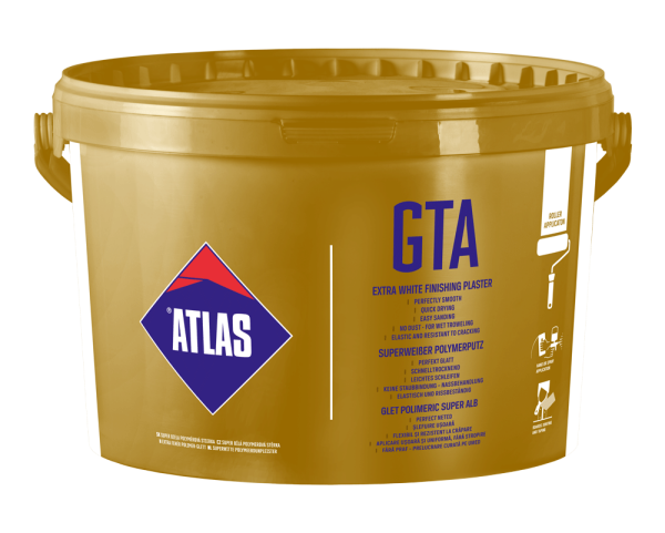 Superweißer Polymerputz Wandspachtel Feinputz Gebrauchsfertig Kunstharzbindemittel bis 3 mm ATLAS GTA Finish 18Kg
