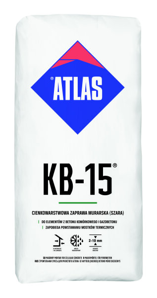 ATLAS KB-15 Mauermörtel für Porenbeton Schichtstärken 2-3 mm 25Kg