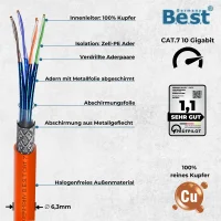CAT 7 100M Simplex Netzwerkkabel Verlegekabel Kupfer LAN Kabel Ethernetkabel S/FTP 10 Gbit/s Kat 7 reines Kupfer Datenkabel PoE+ LSZH Datenkabel
