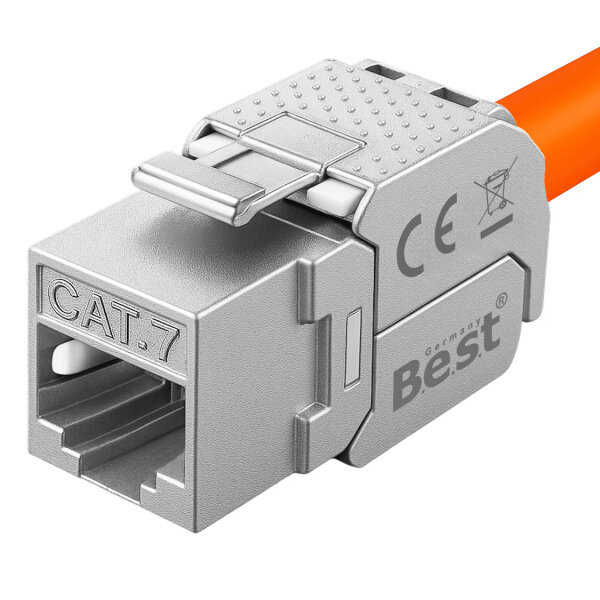 CAT 7 Keystone Netzwerkmodul RJ45 – High-Speed Keystone Buchse, werkzeugfreie Montage, 10 Gbit/s, STP geschirmt, vergoldete Kontakte, kompatibel mit AWG 22–26 & Patchpanel/Netzwerkdosen