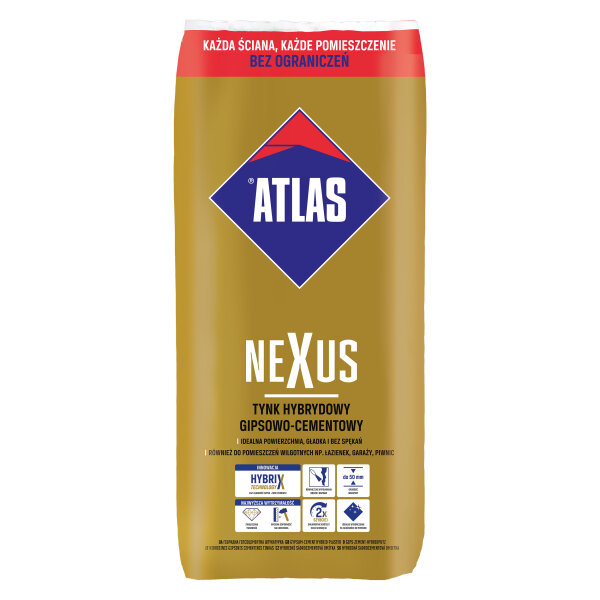 ATLAS NEXUS Hybridputz aus Gips und Zement 22,5 Kg