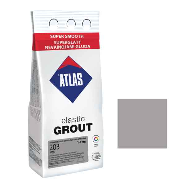 Fugenmörtel Elastischer feinkörniger Zementmörtel 1-7 mm Stahlgrau 203 ATLAS 2Kg