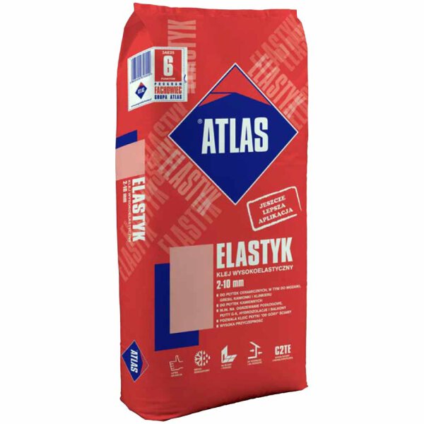 Fliesenkleber Elastischer Klebemörtel C2TE 2-10 mm ATLAS...