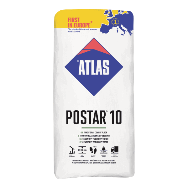 Zementestrich Zementfußboden für innen außenbereich 10-100 mm ATLAS POSTAR 10 25Kg