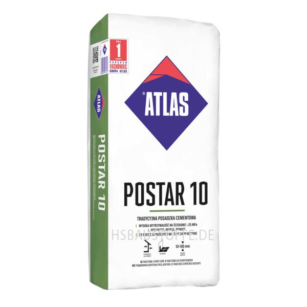 Zementestrich Zementfußboden für innen außenbereich 10-100 mm ATLAS POSTAR 10 25Kg