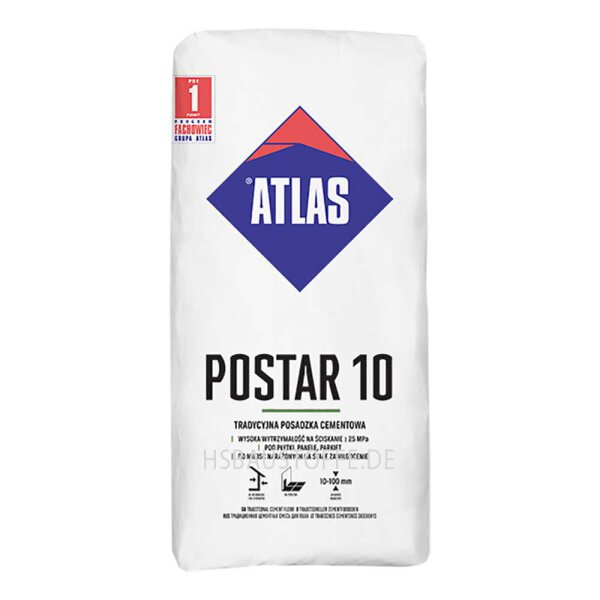 Zementestrich Zementfußboden für innen außenbereich 10-100 mm ATLAS POSTAR 10 25Kg