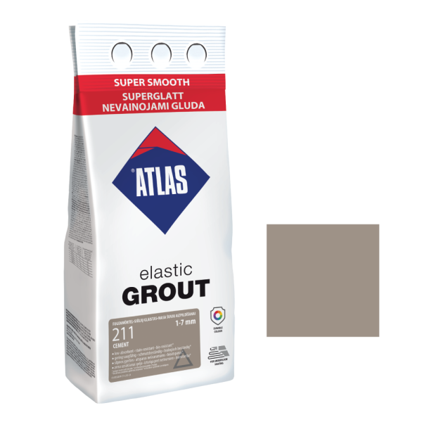 Fugenmörtel Elastischer feinkörniger Zementmörtel 1-7 mm zementgrau 211 ATLAS 2Kg